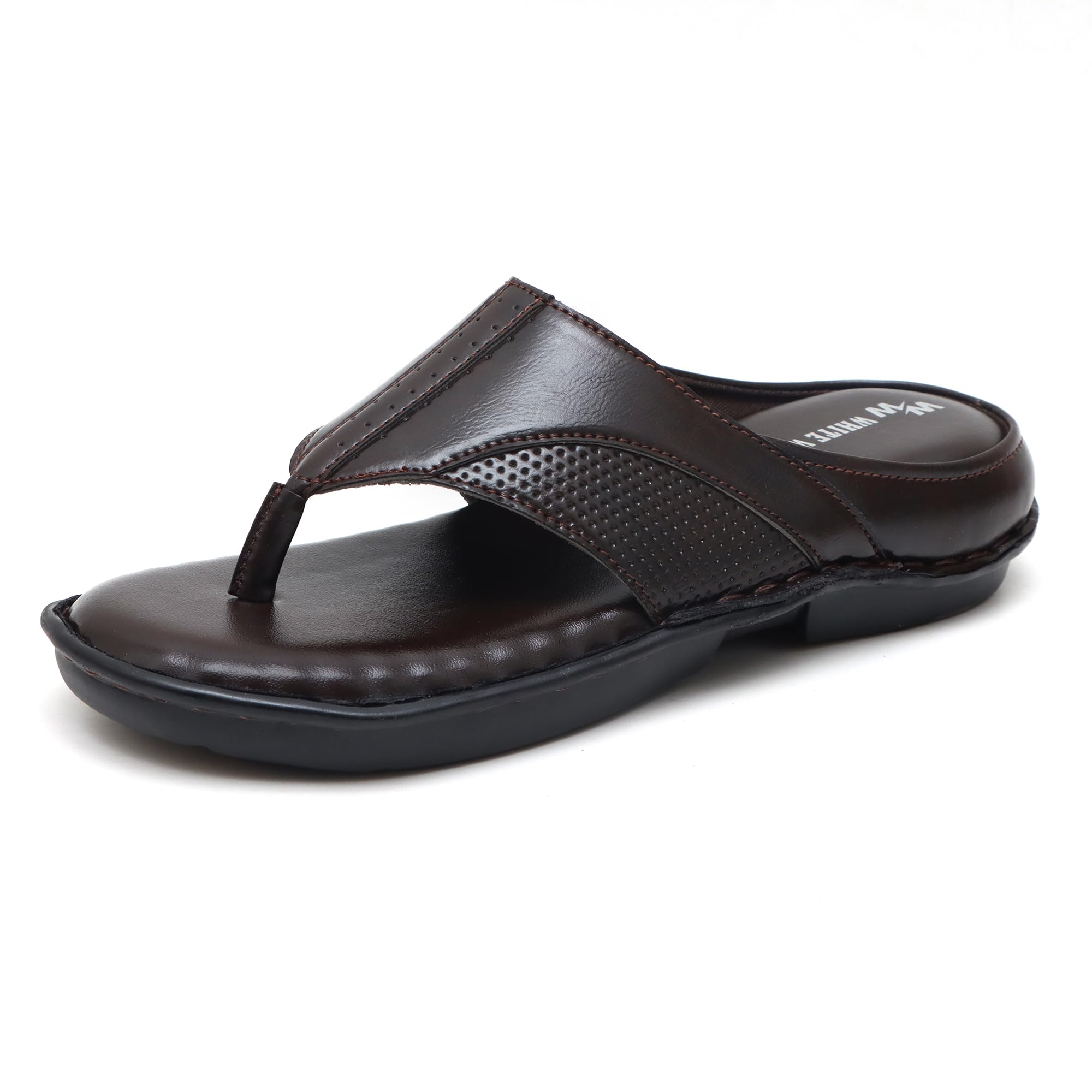 Men's Black Leather Thong Slide Sandals Chappal Slipper-image-9