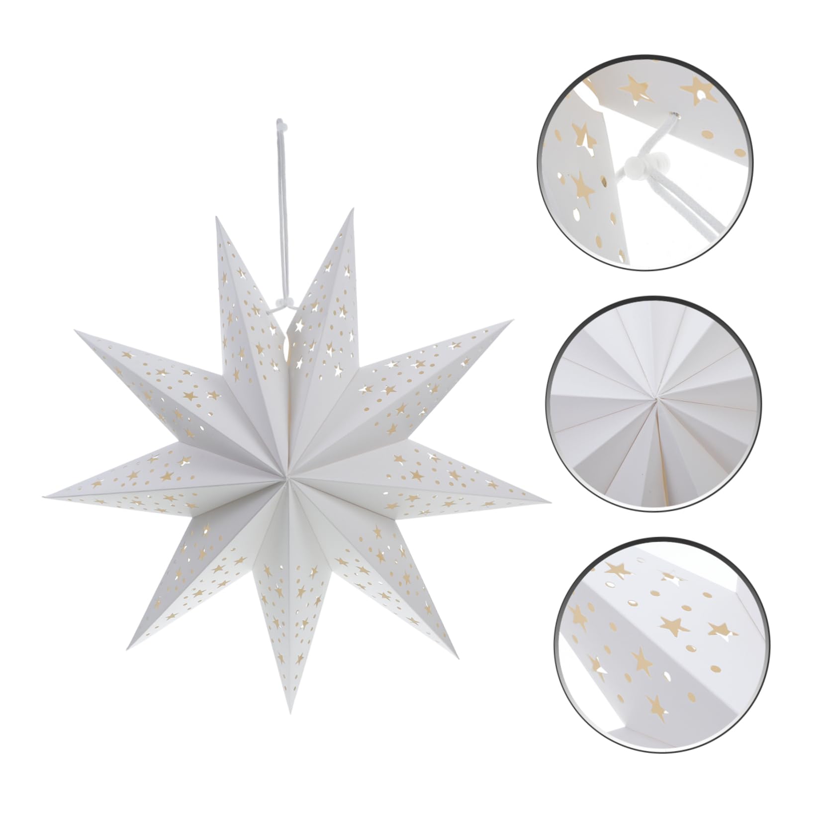 Lanterna Stella di Carta Bianca 45cm 3d Traforata 2 Pezzi