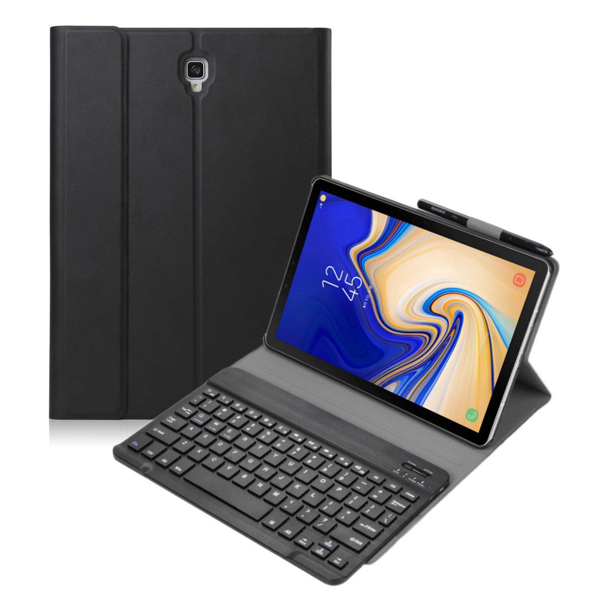 Keyboard Case for for Samsung Galaxy Tab S4 T830/T835 10.5inch Tablet with Detachable Wireless Bluetooth Keyboard +Leather Case Cover (Black)