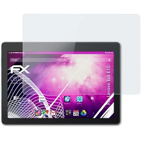 atFolix Glasfolie kompatibel mit Lenovo Tab E10 Panzerfolie, 9H Hybrid-Glass FX Schutzpanzer Folie Cover