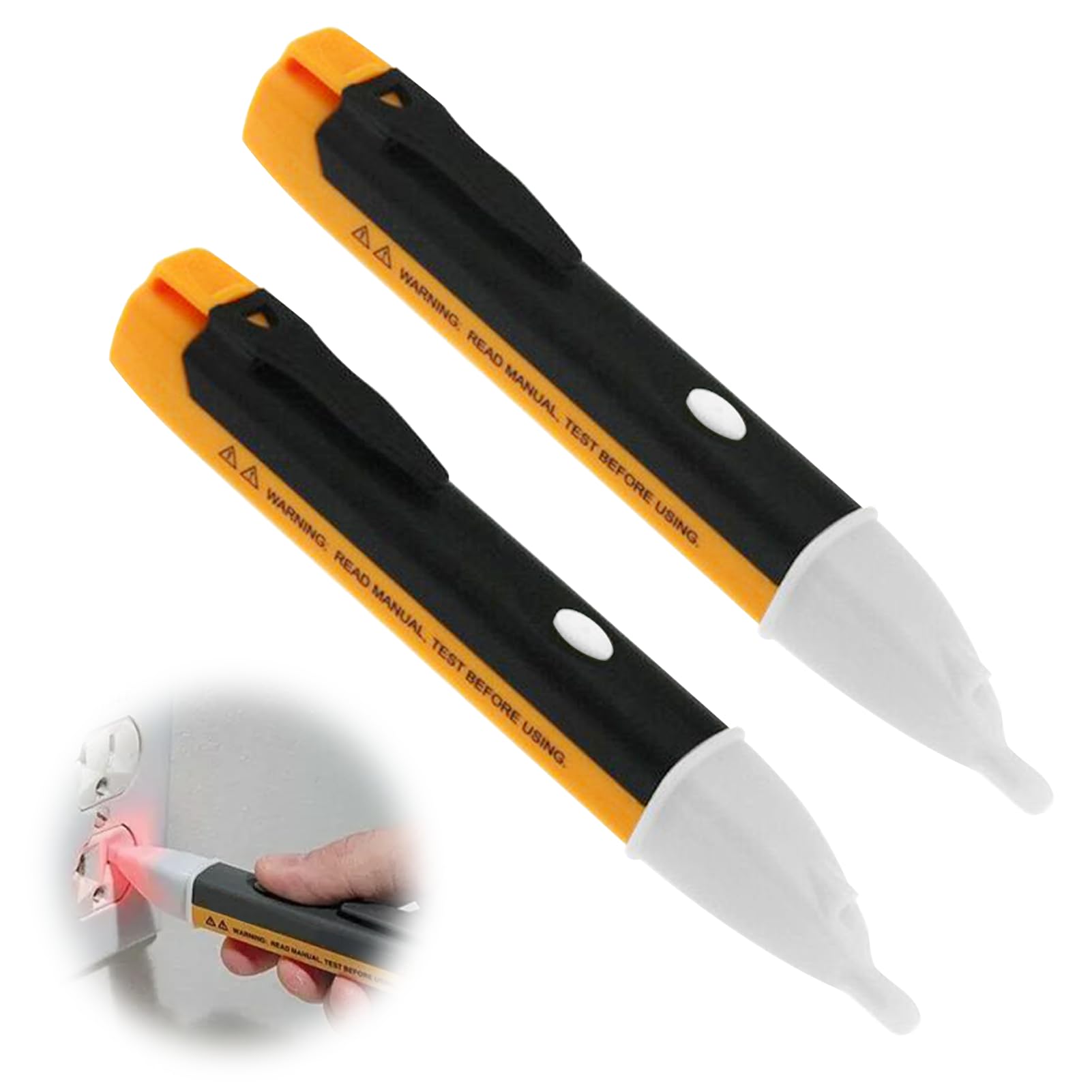 2 Pcs Electric Tester Pen,Non Contact Voltage Tester,Electrical Tester Pen Voltage Tester Pen Tester Range 90v To 1000v With Flashlight And Buzzer Alarm（No battery）