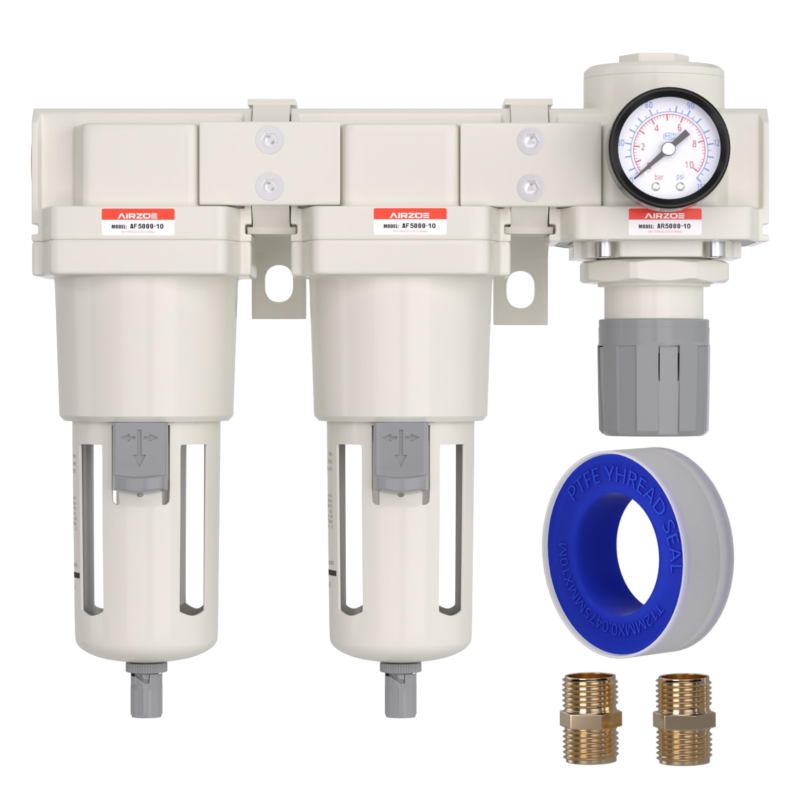 AIRZOE 3/4" NPT Air Dryer for Compressor-Air Compressor Water Separator AC4110-06,Double Air Compressor Filter,Air Pressure Regulator Combo,5 Micron Brass Element,Semi-Auto Drain,0-145 psi Gauge — Amazon image 8