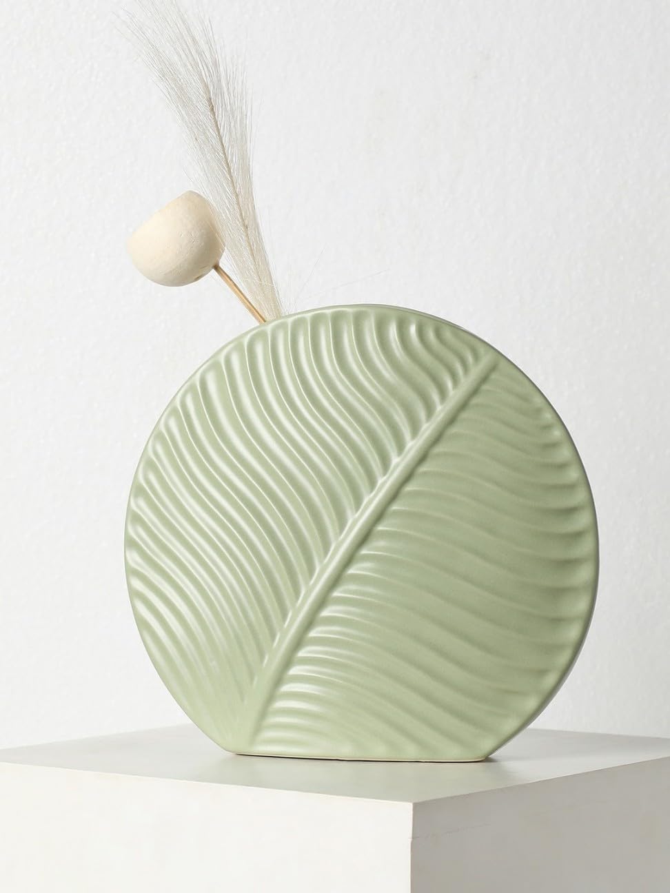 Little Desi Homes | Leaf Pattern Ceramic Vase Yellow