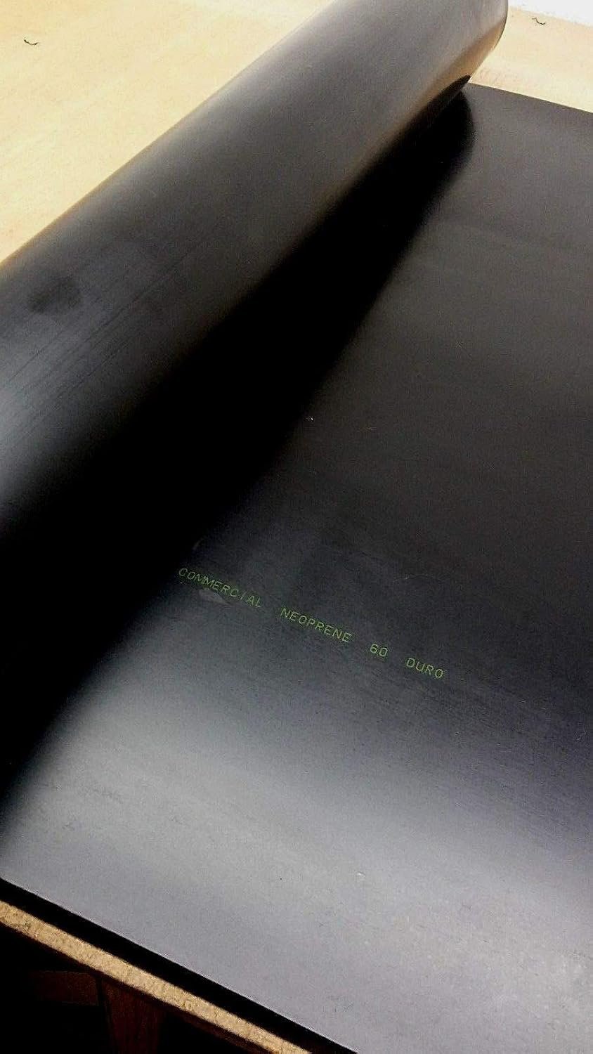 Neoprene Rubber Sheet Solid 3/8 Thk x 4 W x 12 L Rect Pad 60 Duro