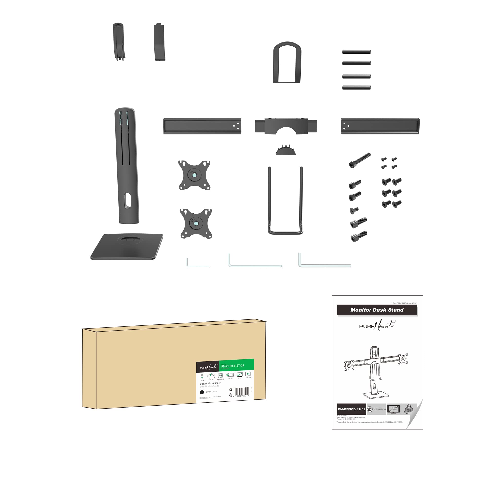 PureMounts Monitorhalterung Tischhalterung 17-32 Zoll VESA 75 100 Halterung – Bild 5