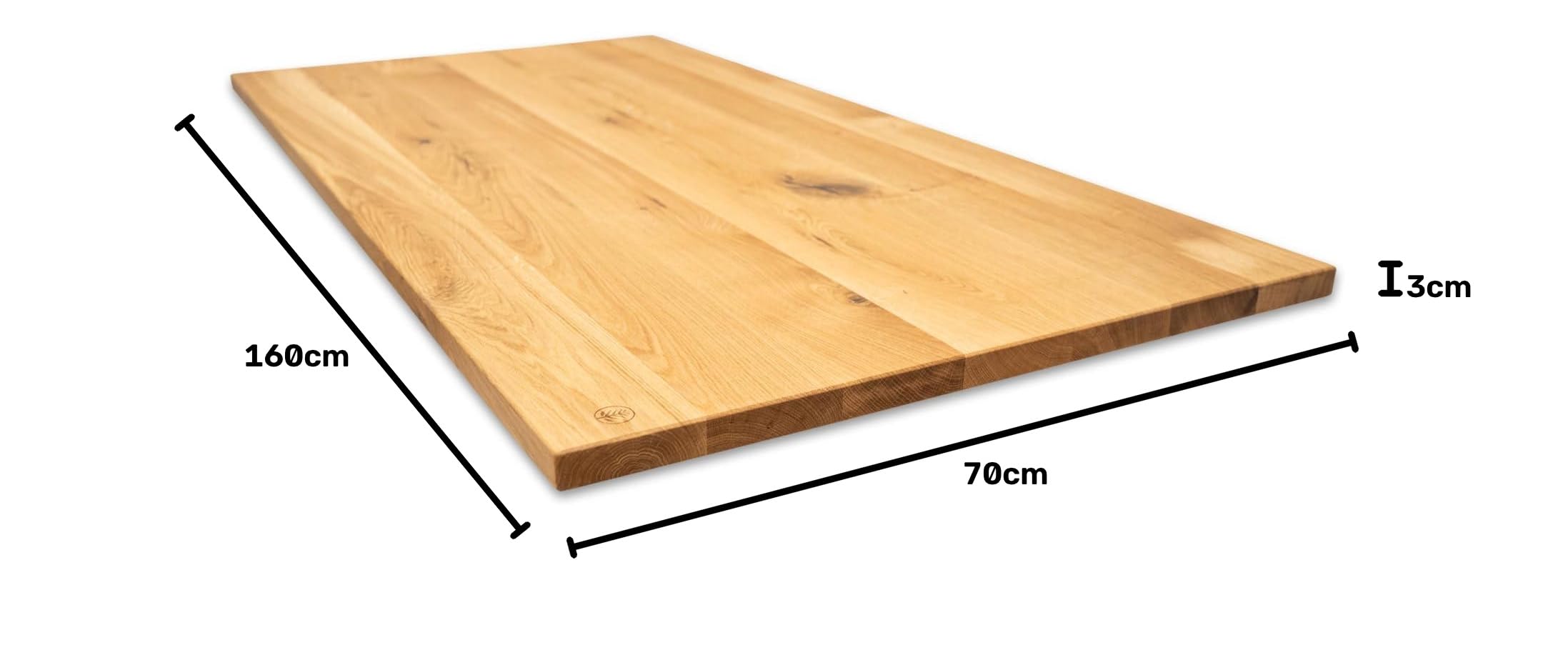 Tischplatte Schreibtischplatte Wildeiche Massivholz gerade Kanten (160 x 70 cm)