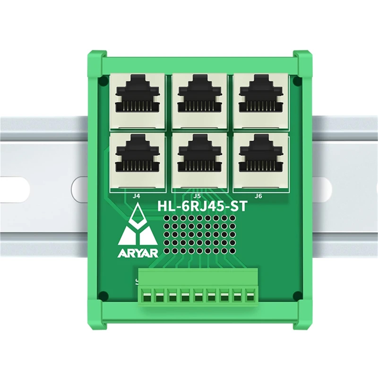 Moduł RJ45 do montażu na szynie DIN, 6-drożna płyta rozdzielcza RJ45 8P8C, listwa zaciskowa, złącze (bez bagażnika)