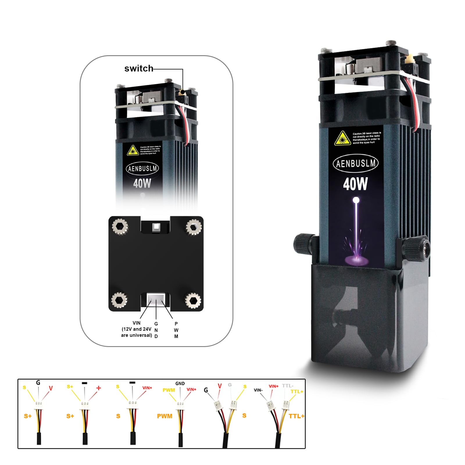 Modulo laser da 40 W con Assit ad aria per taglierina laser e incisore laser, potenza di uscita 5,5 W (5500 mW), FAC integrato, punto compresso ultra fine, CNC intaglio laser master - classe