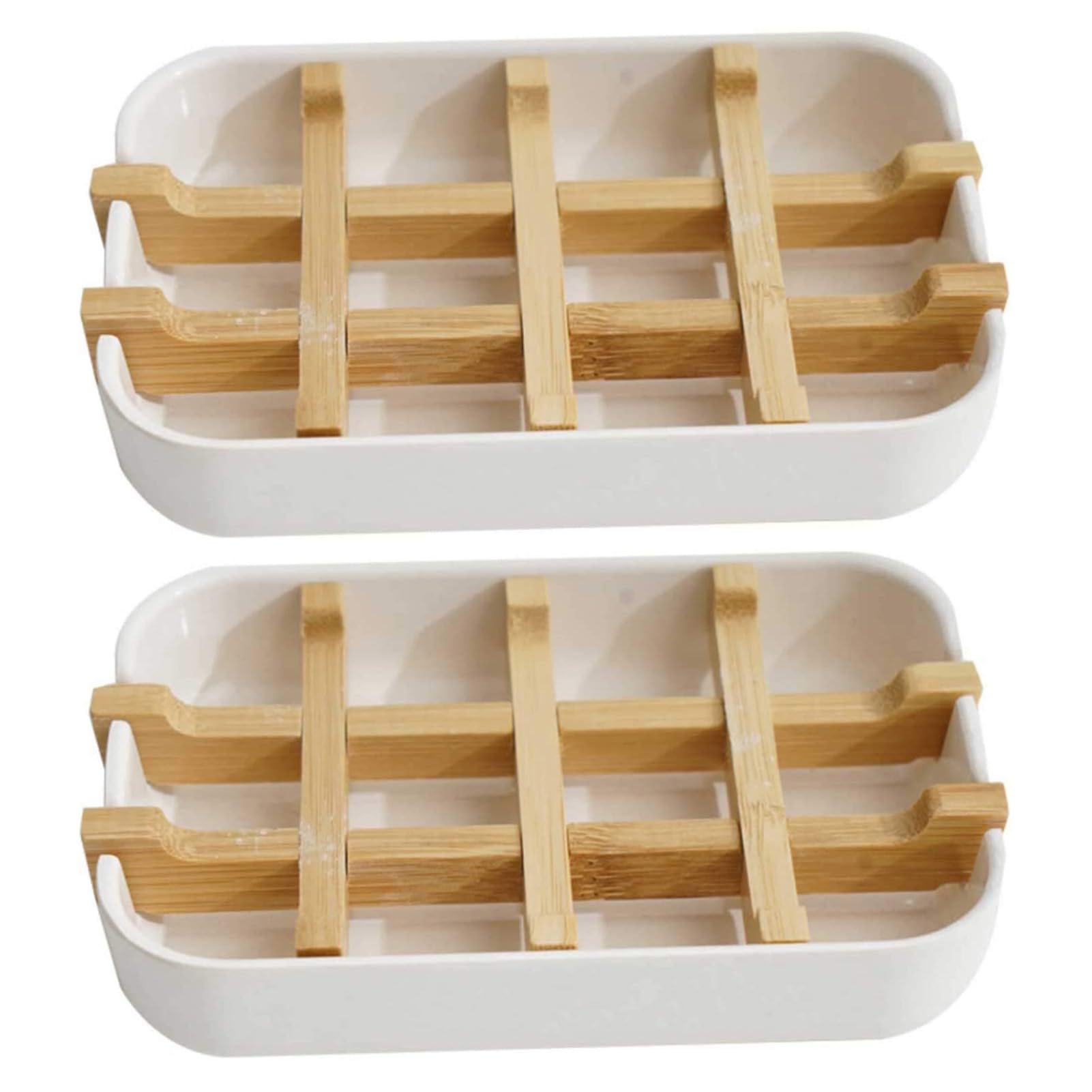 Bandeja de jabón de drenaje, jabonera de bambú con escurridor de madera para ducha, baño, fregadero de cocina, jaboneras cuadradas