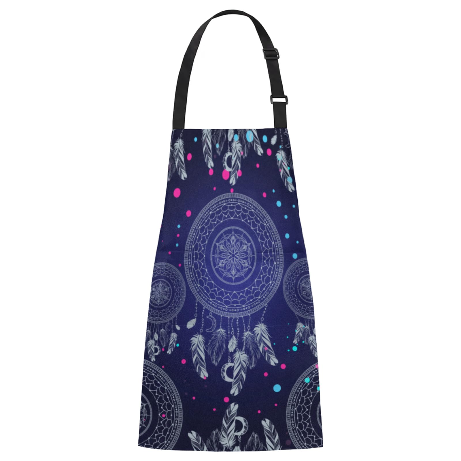 Aglebo Dreamcatcher Starry Night Chef Apron with Pockets Adjustable Shoulder Strap Waterproof Cooking Apron for Kitchen Baking Gardening Pottery Painting