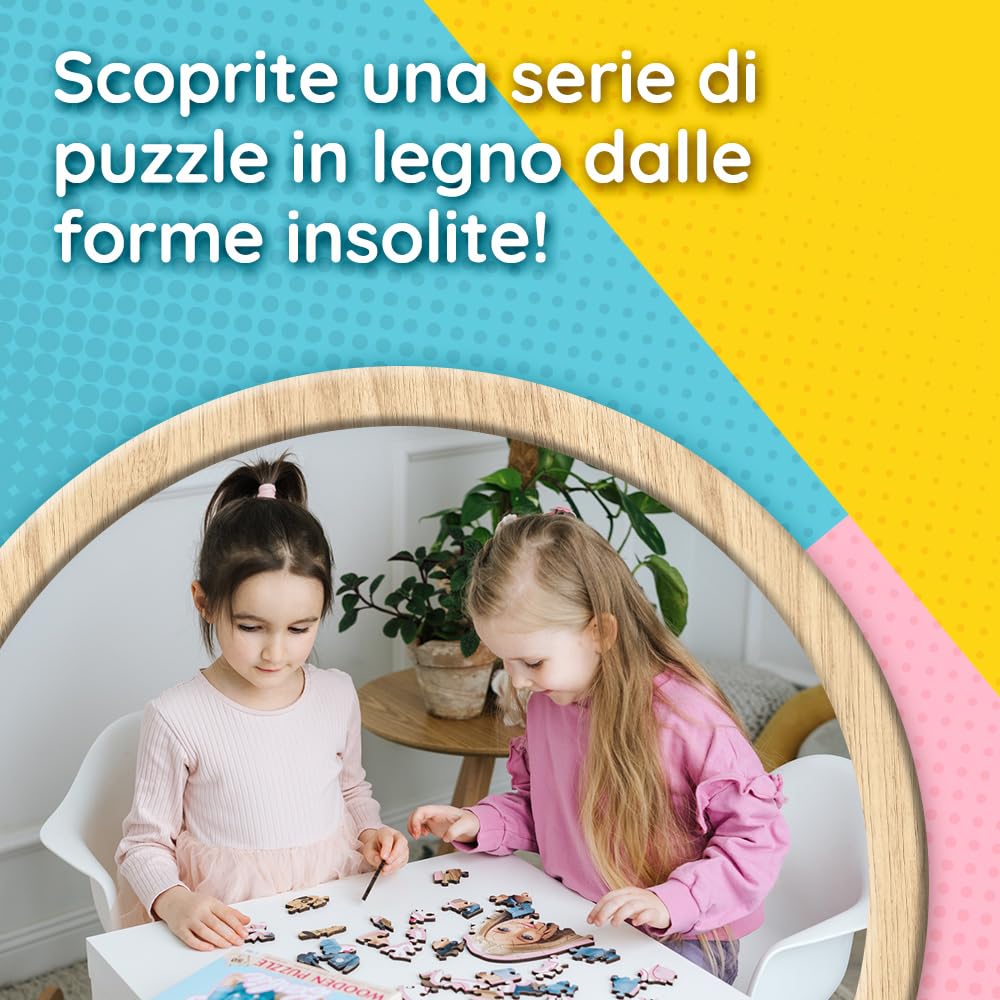 Trefl - Puzzle in Legno: Frozen, Il Regno di Ghiaccio Preferito - 50 Pezzi, Puzzle ad Incastro Wooden Puzzle, Forme Irregolari, 10 Personaggi, per Bambini dai 5 Anni