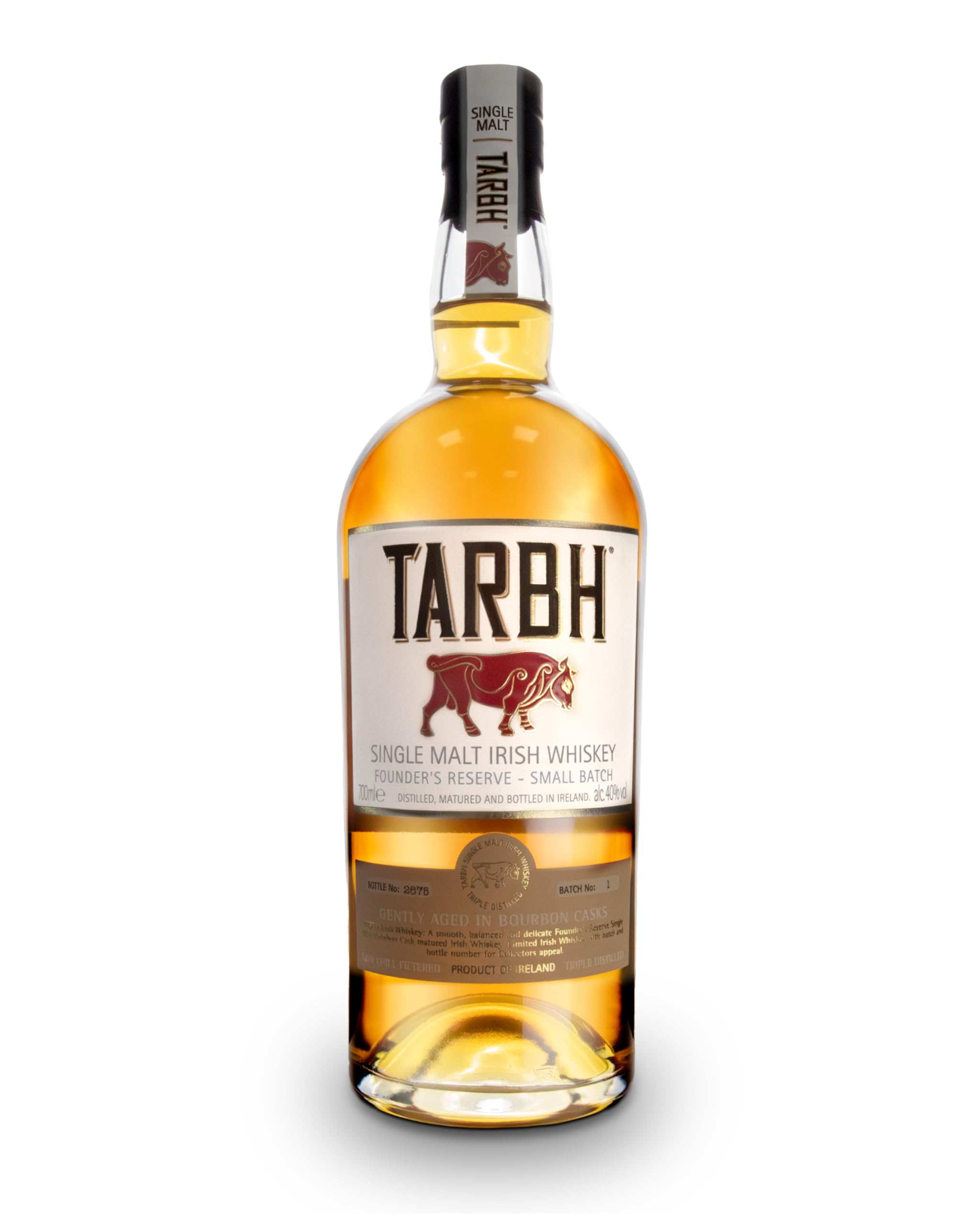 TARBH Single Malt Founder`s Reserve Irish Whiskey 0,7 l 40% - Small Batch, Triple Distilled & Non-Chill Filtered, Gereift in Bourbonfässern, Aromatisch, würzig-süß