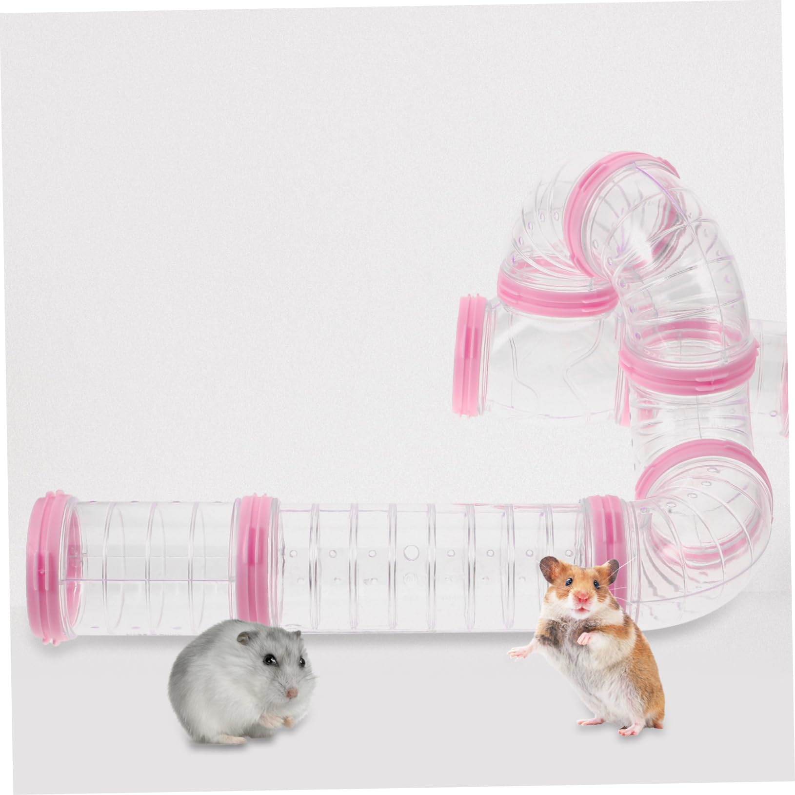 WOONEKY 2 Satz Kunststoff Hamsterröhren zum Selberbauen für Hamster und Eichhörnchen Einfach zu Reinigen Weiß und Rosa Spielzeug für Hamsterkäfig Zubehör
