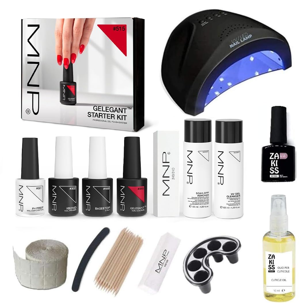 MESAUDA STARTER KIT GEL POLISH 14 ML SMALTO SEMIPERMANENTE UNGHIE + FORNETTO LED + OMAGGIO SMALTO 10ml Zakiss + ACCESSORI
