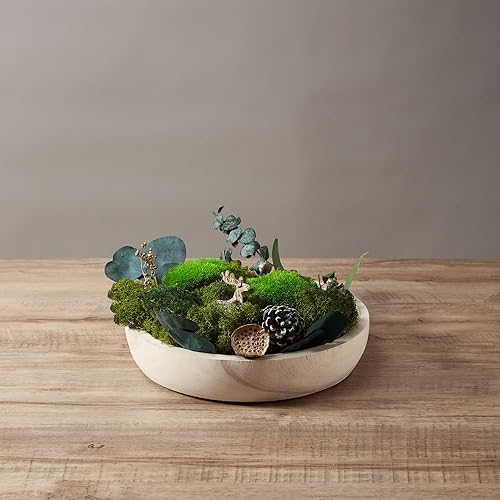 Miniatura 2 de Florero y relleno de cuenco de renos y musgo verde natural, hojas preservadas, helechos, plantas secas, decoración de fiesta de boda (Navidad-1)
