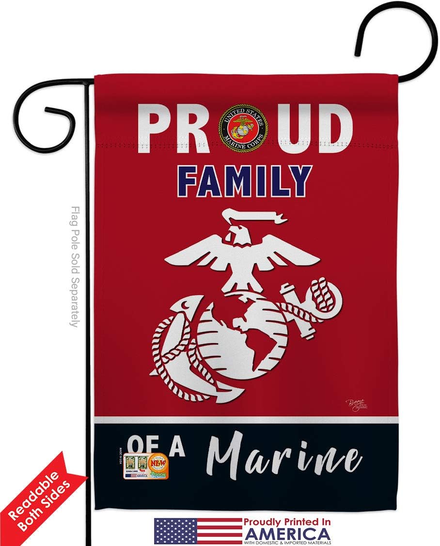 Breeze Decor Proud Family Garden Flag Pack Armed Forces Marine Corps USMC Semper Fi United State American Military Veteran Retire Official Applique House Yard Gift Double-Sided, Made in USA
