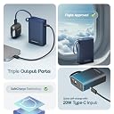 Ambrane 20000mAh Small Pocket Size Powerbank, Hanging InBuilt Type C Cable, 22.5W Fast Charging, Type C PD & USB Output for iPhone, Android Mobiles & Other Devices (MiniCharge 20, Black-Blue) gallery image