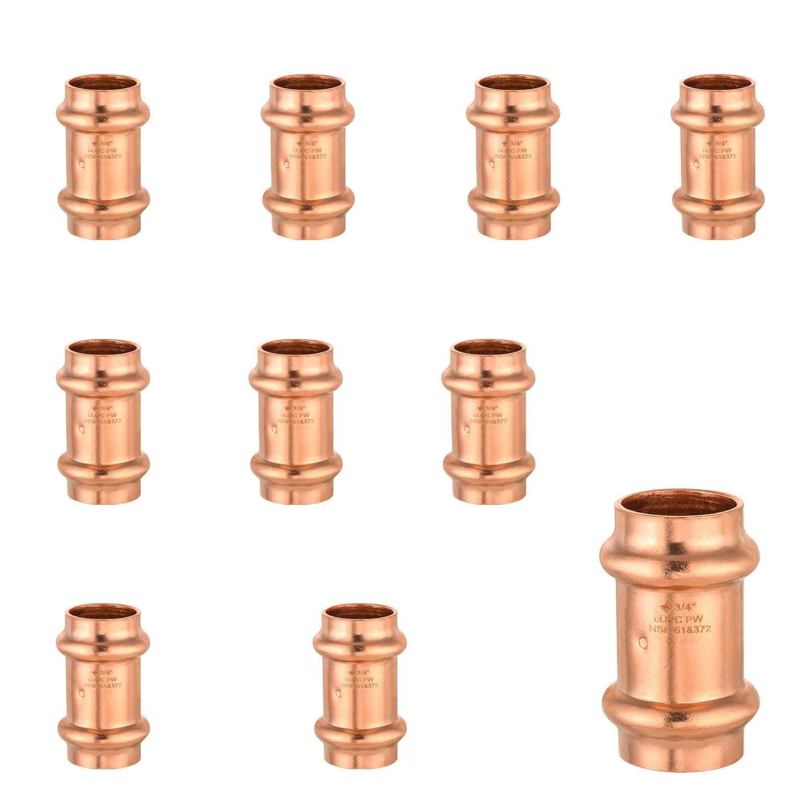 EFIELD - 10 accesorios de acoplamiento de prensa de cobre de 0.5 x 0.5 pulgadas con tope | Para conexión de tubo de cobre, LBP Design-PRESS001 (10)