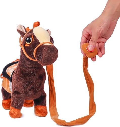 Miniatura 6 de Smalody Juguete Interactivo de Peluche, Poni Caminante Animado Mascota Electrónica Caballo con Correa Poni Robot Juguetes de Animales de Peluche