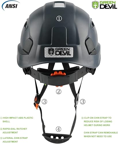 Miniatura 4 de GREEN DEVIL Safety Helmet Hard Hat Adjustable Lightweight Vented ABS Work Helmet for Men and Women 6-Point Suspension ANSI Z891 Approved Ideal for