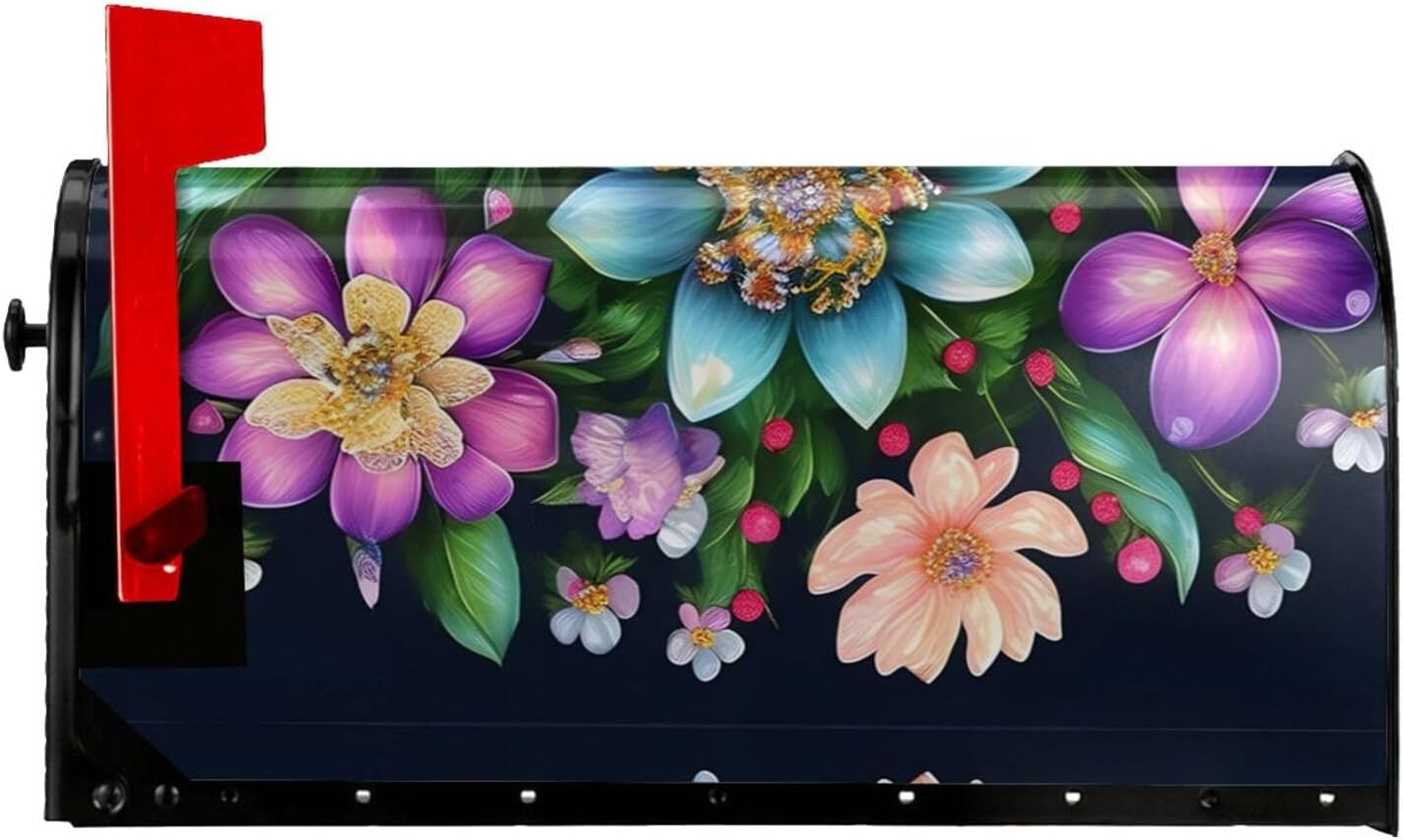 Flower Diamond Paintings Mailbox Covers Magnetic Post Box Cover Wraps Standard Size 21x18 Inches for Garden Yard Decor