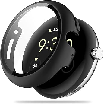 Google Pixel Watch 3 2024 Case Protective Glass Film Integrated PC + TPE Material Dual Layer Full Protection Ultra Thin Heavy Duty Easy to Install Shockproof Compatible with Pixel Watch 3 Protective