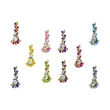 Comet Busters Handcrafted Stylish Multicolor Stone Bindis For Women (BINMOQ0108)(13mm)