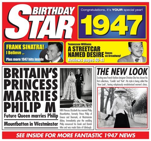 1947 BIRTHDAY GIFT - 1947 Chart Hits CD and 1947 Birthday Card
