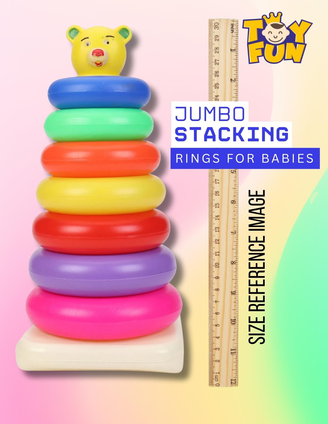 TOY FUN Stacking 7 Rings for Kids | Multi Colour Toddler Activity | Non Toxic Safe for Kids - Image 4 thumbnail
