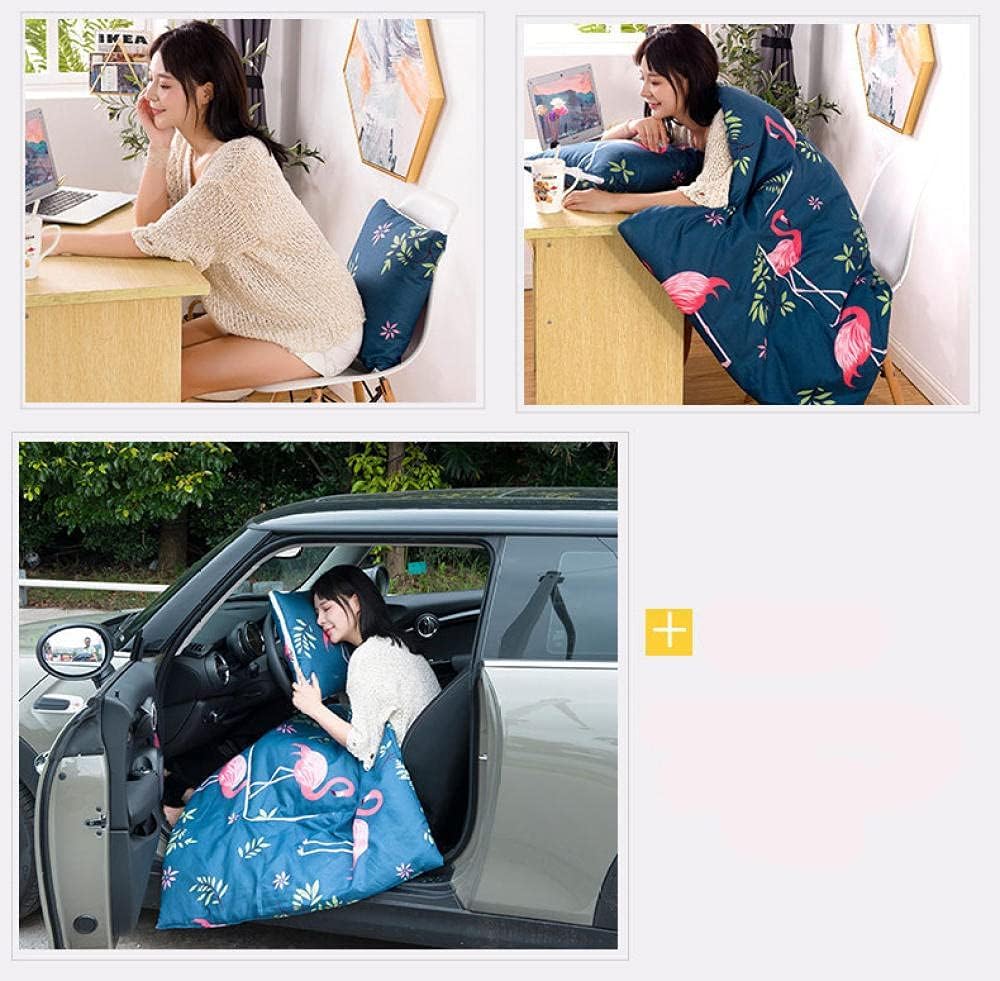 Manta De Viaje Almohada 2 En 1 Manta De Avión Cálida Colcha para Descansar En El Coche Oficina Hogar Dormir Siesta Manta De Viaje, Green, 40X40CM/105X155CM