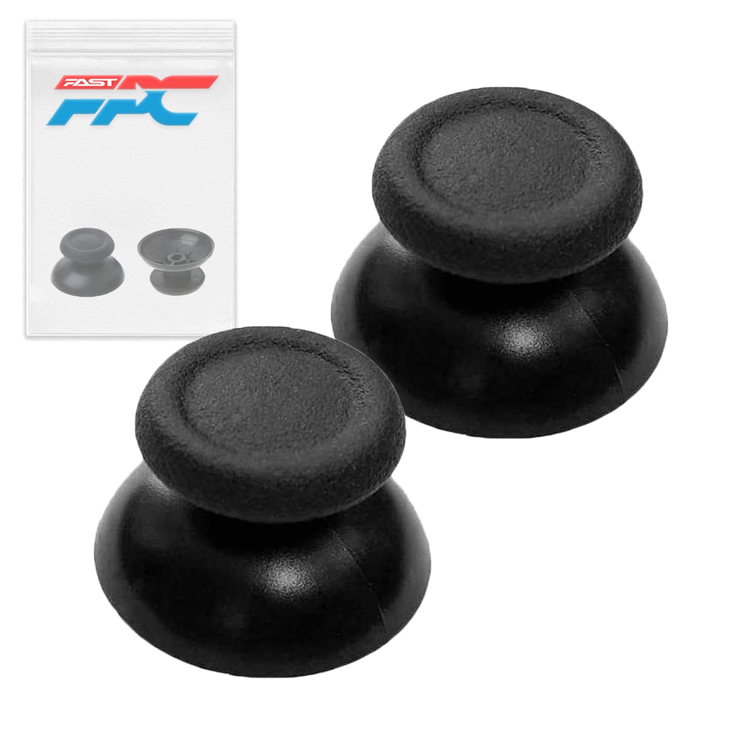 2x Black Analog Thumb Stick Replacements, Compatible with Sony Playstation 4 (PS4) controllers