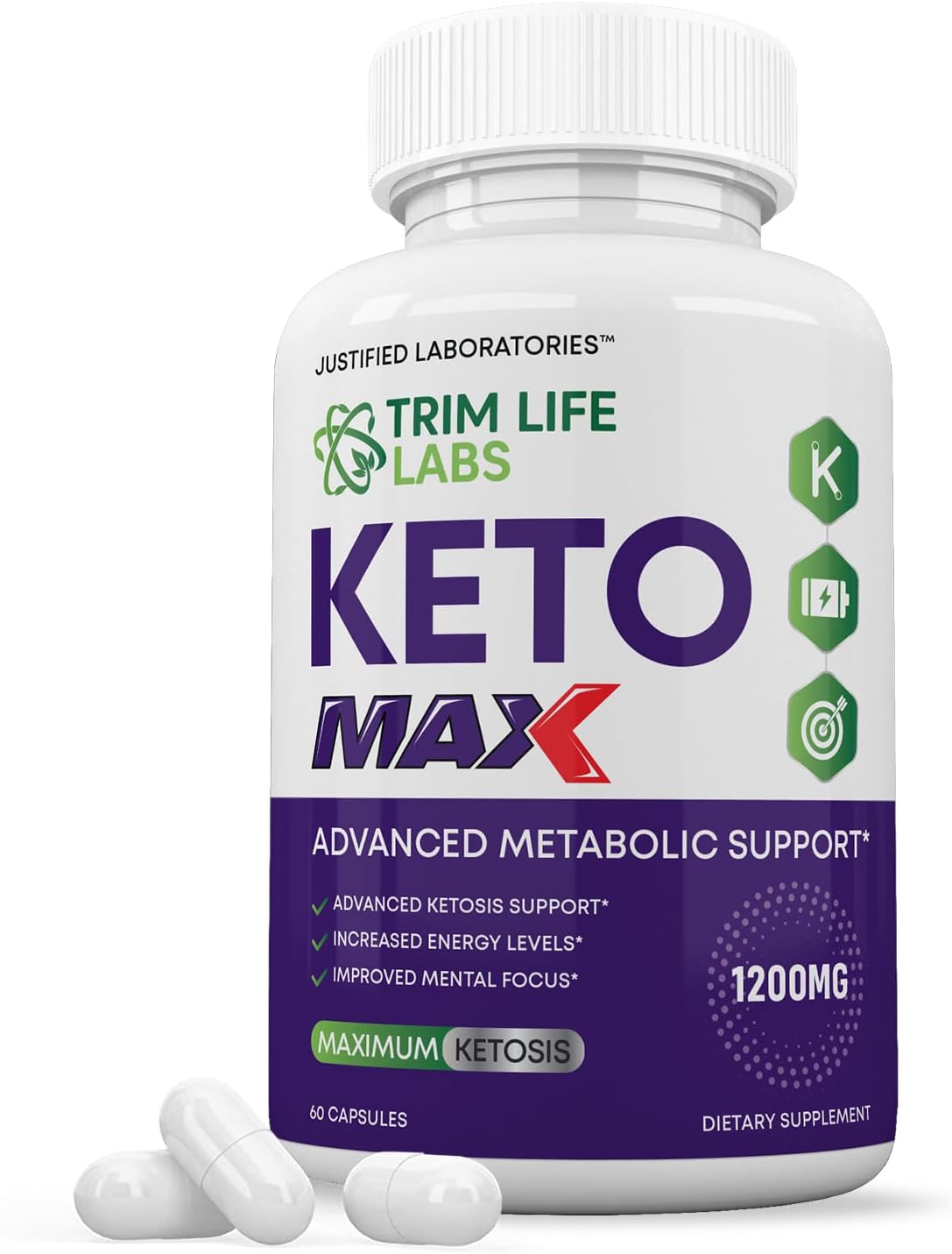Trim Life Labs Keto Max 1200MG Pills Includes Apple Cider Vinegar goBHB Strong Exogenous Ketones Advanced Ketogenic Supplement Ketosis Support for Men Women 60 Capsules