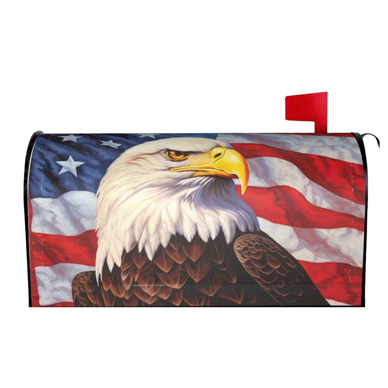 Bald Eagle American Flag 04 Mailbox Covers Magnetic Wraps Post Letter Box Cover Garden Home Decor