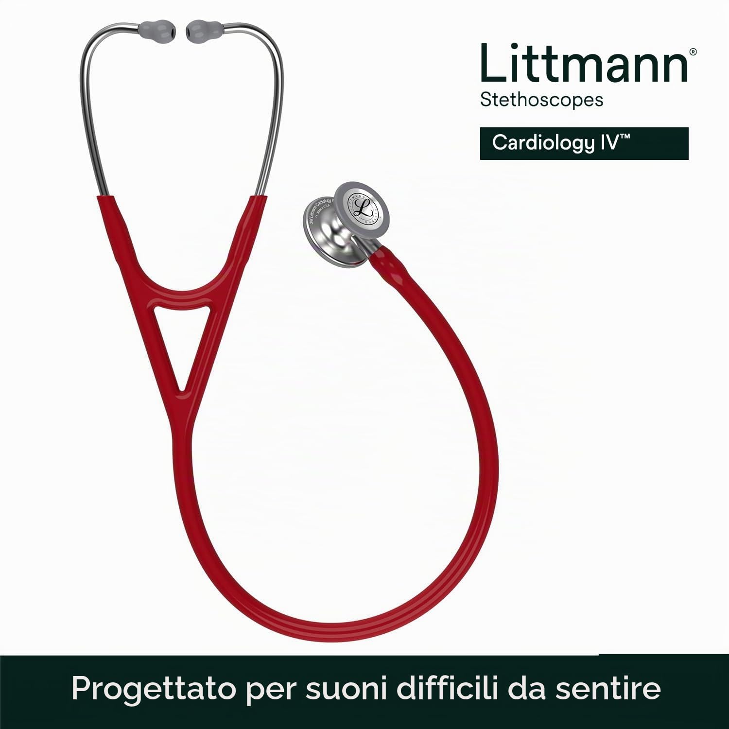 3M Littmann Stetoscopio diagnostico Cardiology IV, tubo auricolare amaranto, 69 cm, 6184