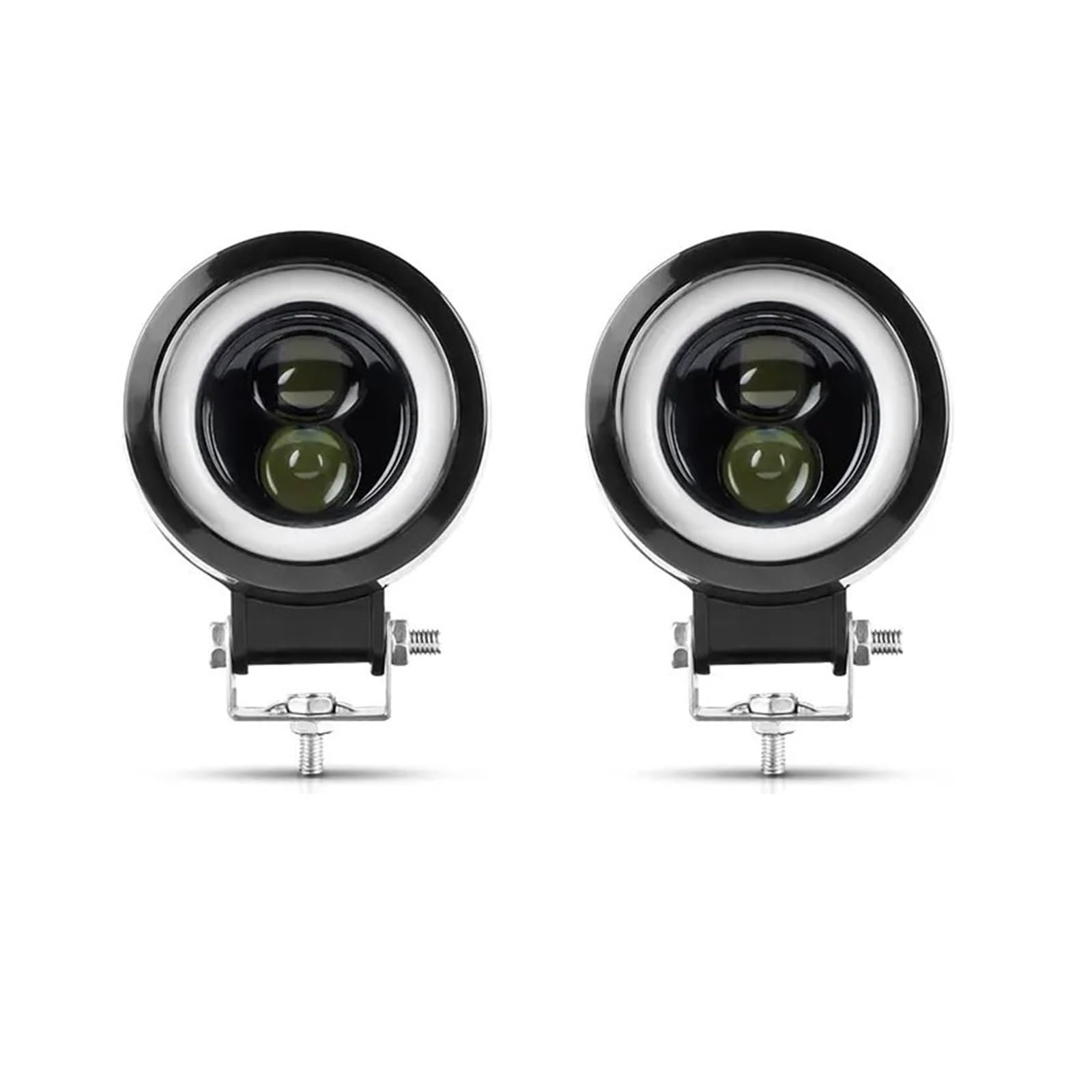 Para Coche Camión Remolque Tractor Para ATV 12V 24V 3 Pulgadas Luz Trabajo Redonda Foco LED Ojos Ángel Faro Antiniebla DRL Blanco Motocicleta Faro(2 piezas)
