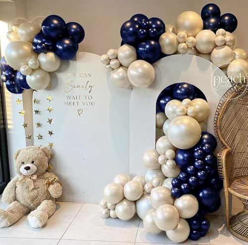 Navy Blue Balloon Garland Double Stuffed Pearl White Royal Blue Balloon Night Blue Gold Balloon Arch Kit For Birthday Party Baby Shower Wedding Halloween Bridal Shower Decoration #TOP6