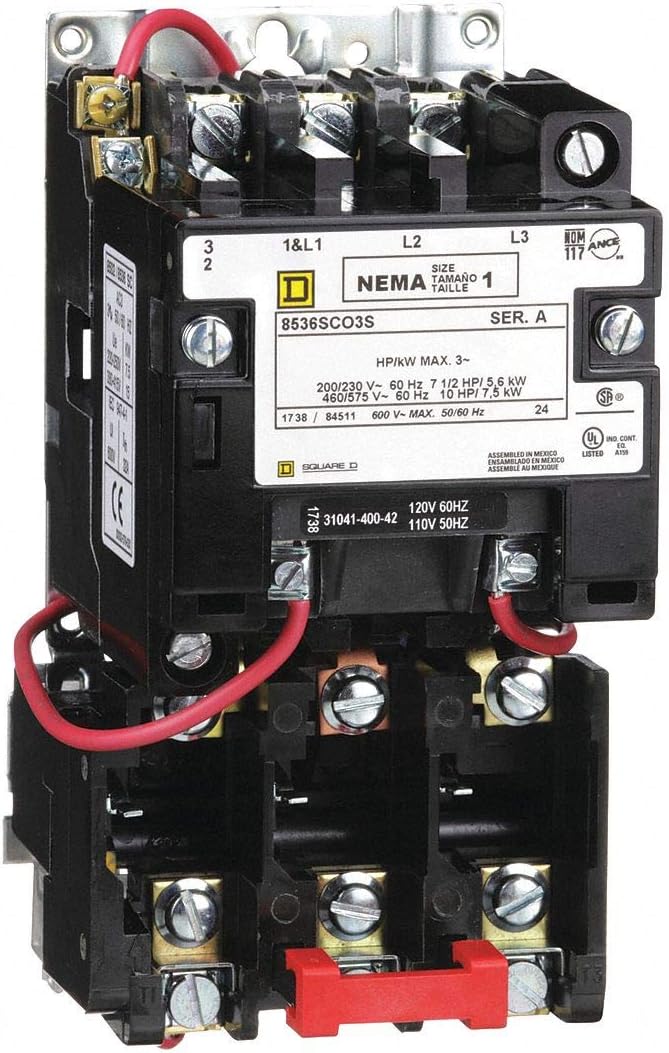 Square D Magnetic Motor Starter, 120VAC Coil Volts, NEMA Size: 1, Starter Type: NEMA