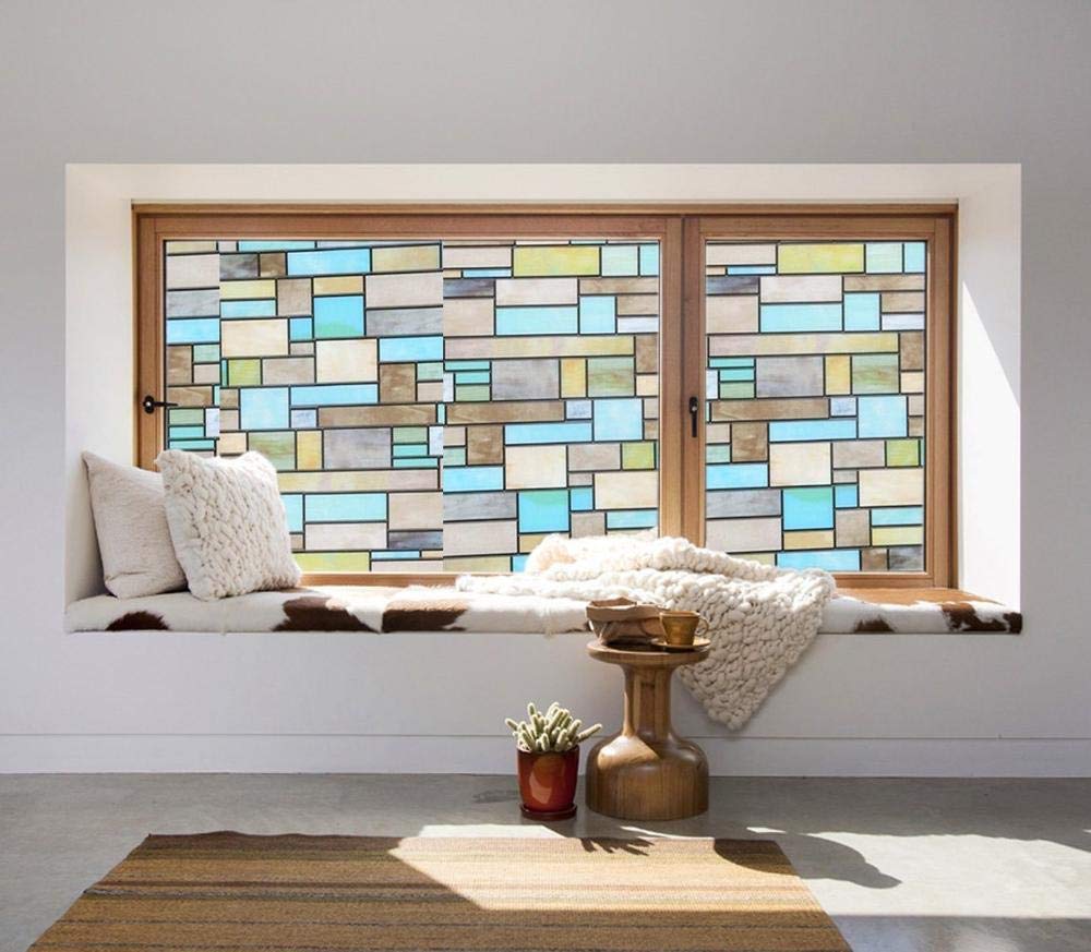 Fensterfolie, selbstklebend, für Privatsphäre, Fensterfolie, wasserdicht, statisch, selbstklebend, für Glasfenster, Dekor, Aufkleber, Farbe: 90 x 200 cm