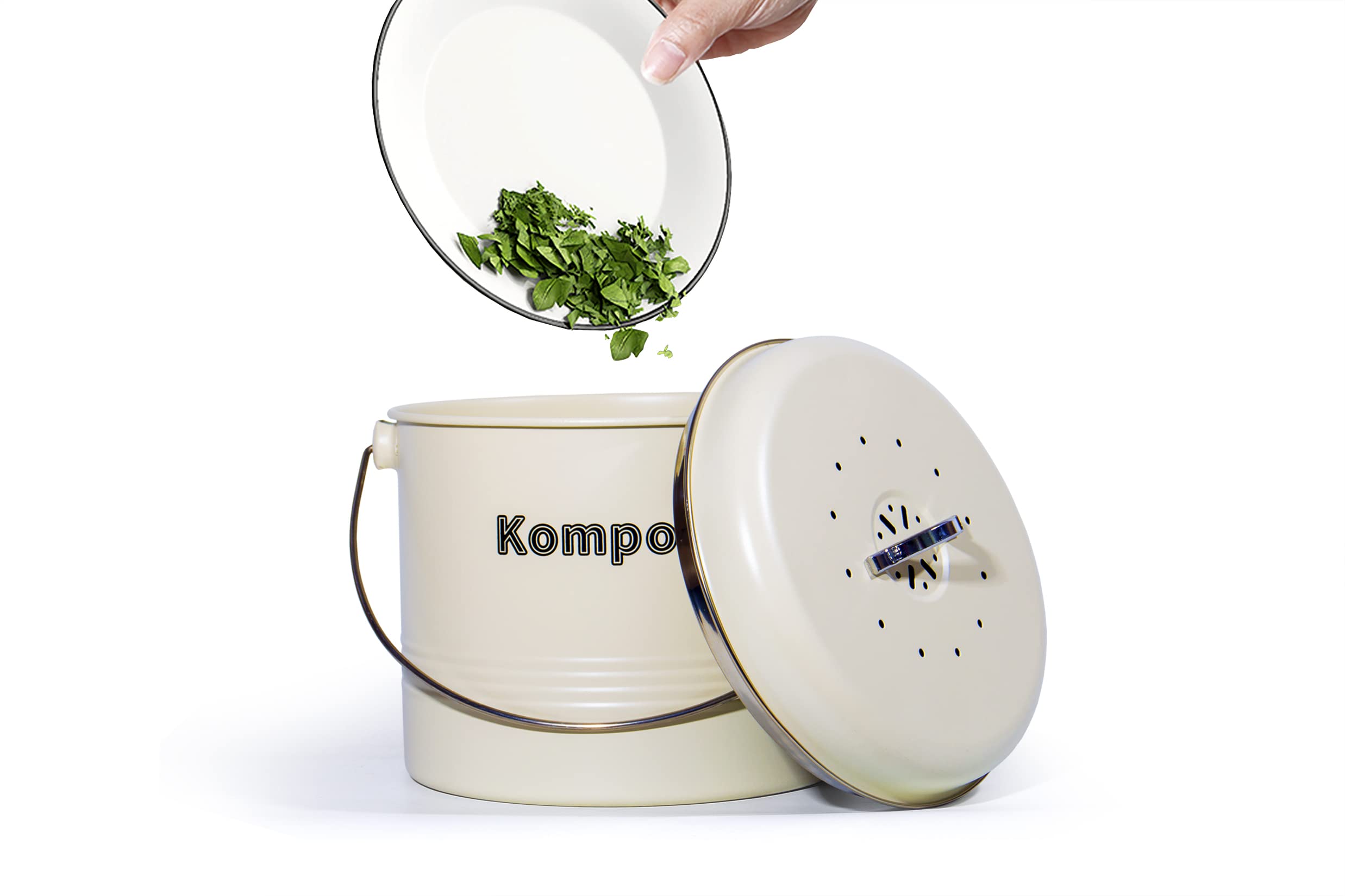 Secchio Compost Da Cucina 3L - Con Coperchio, Antiodore, Appendiabile O Da Pavimento - Foto 9