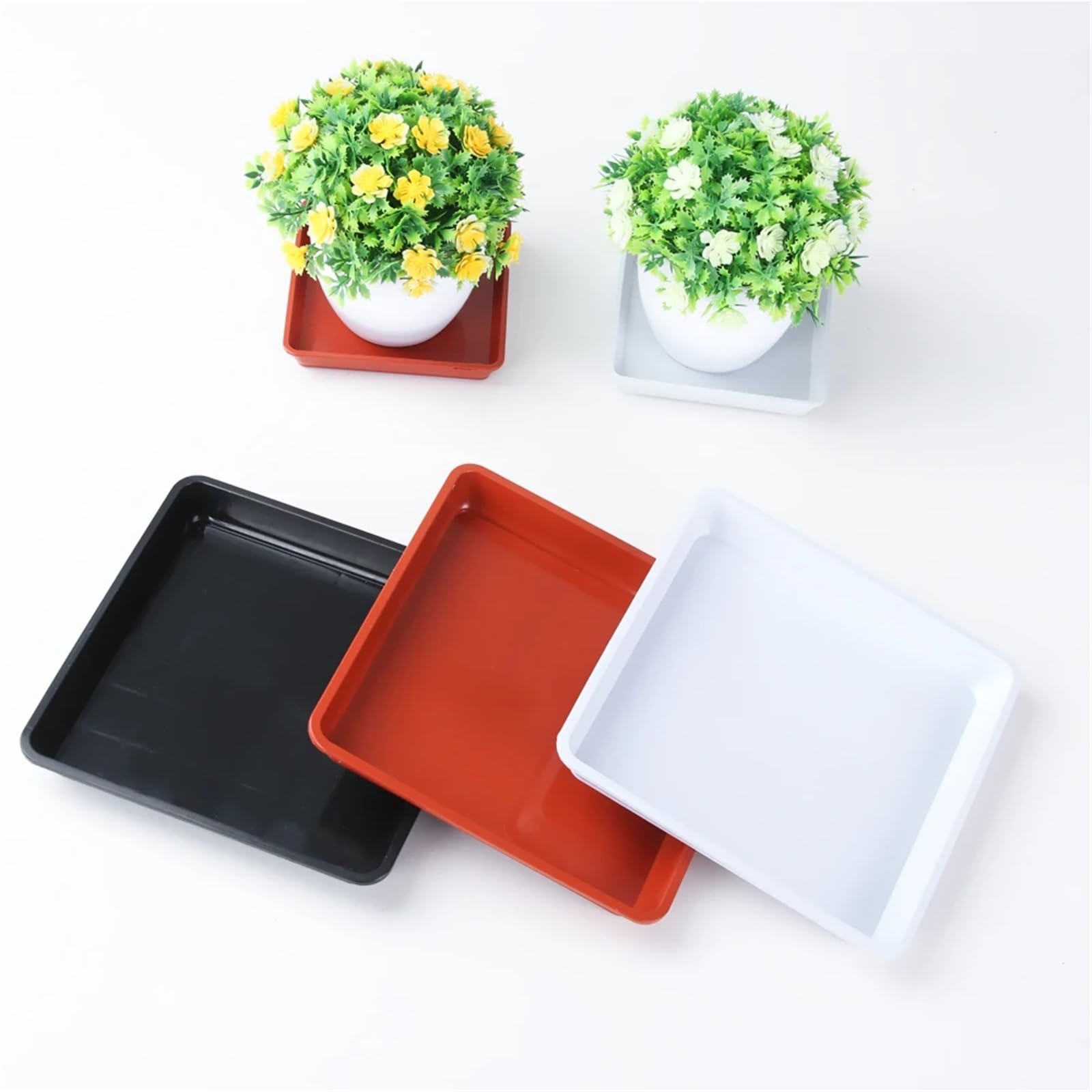 6Pcs Plastic Square Indoor Outdoor Tray per Piante