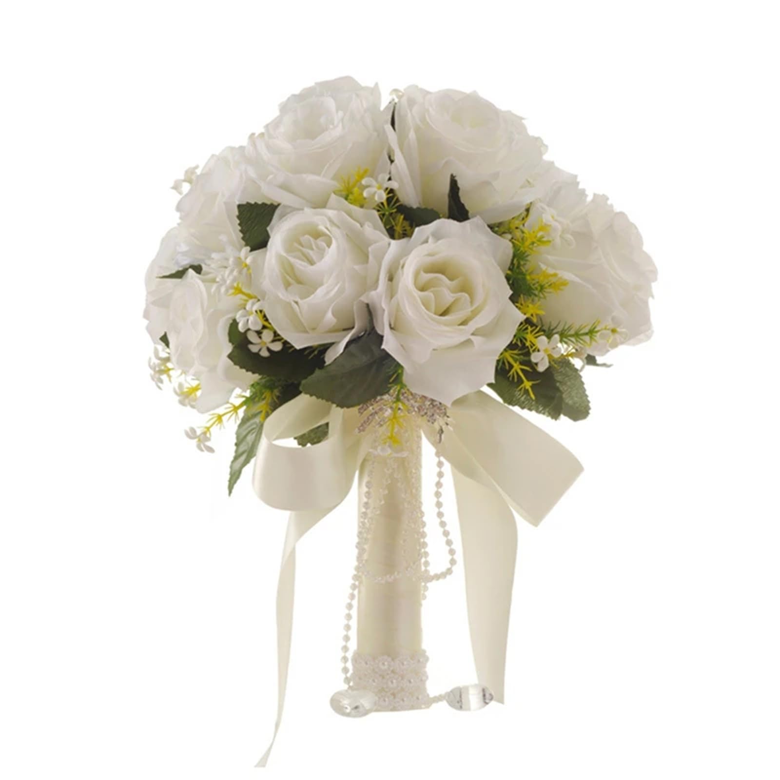 ZRHWSPD Wedding Artificial Bouquet Bridal Bridesmaid White Silk Flowers Roses Artificial Bride Boutonniere Mariage Bouquet