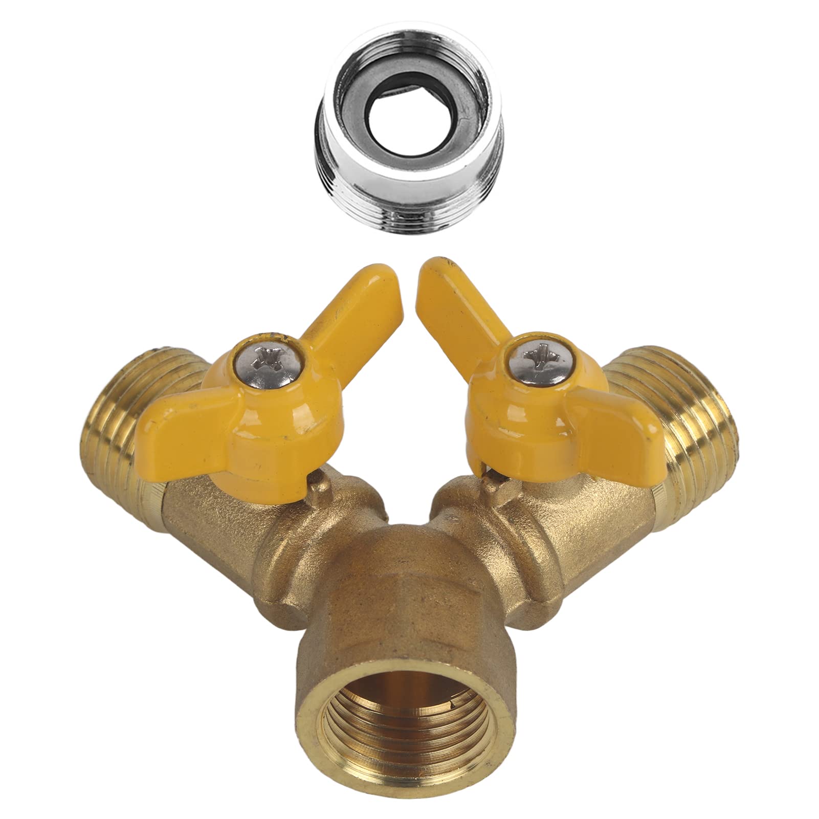 Connettore Rubinetto A 2 Vie In Ottone 3/4" - Dividi Il Tubo Da Giardino Con Valvole A Sfera - Attacco Europeo
