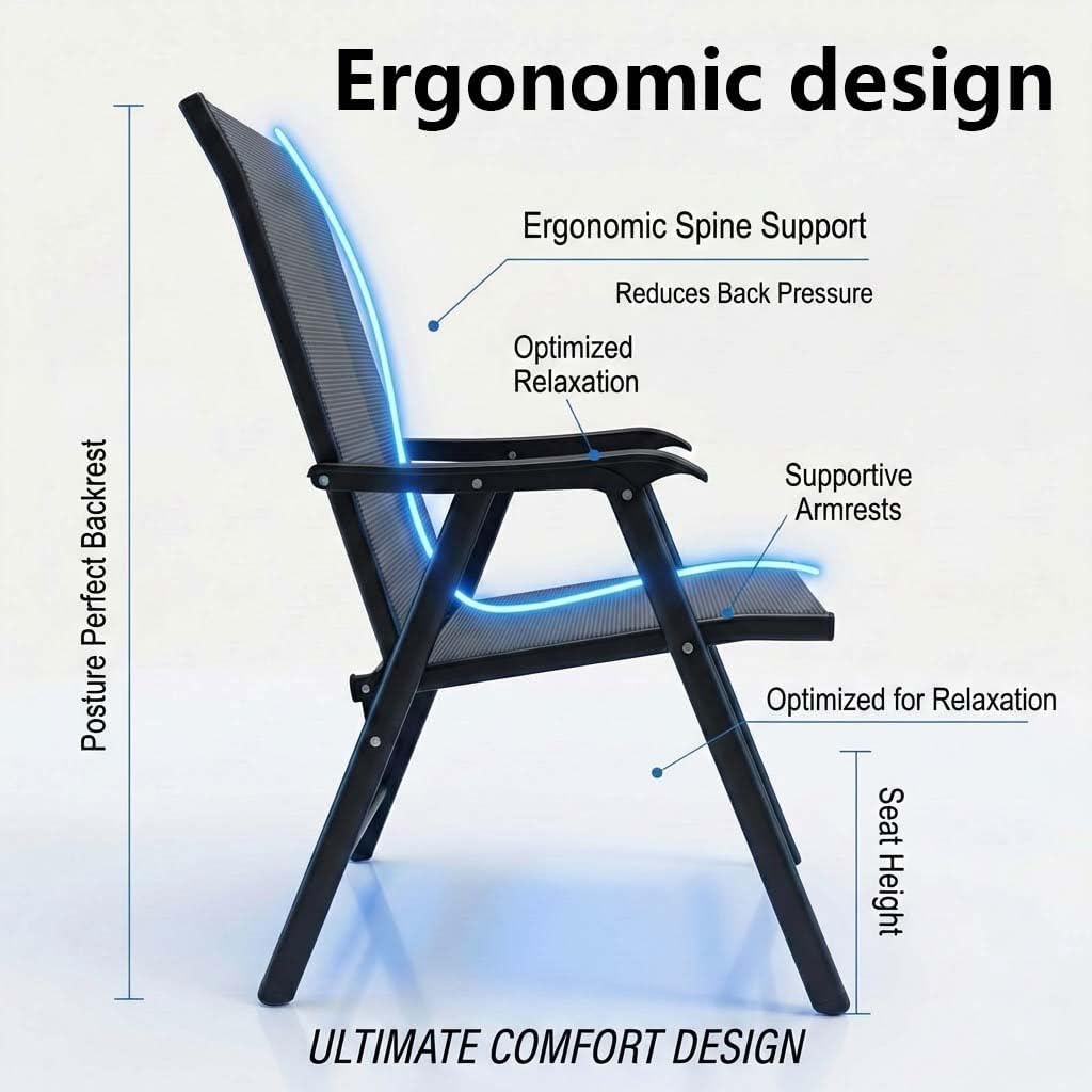 Folding Lawn Chairs，Outdoor Patio Dining Chairs w/Armrest， 2 Pack, Portable Dining Chairs for Porch Camping Pool Beach Deck Lawn Garden