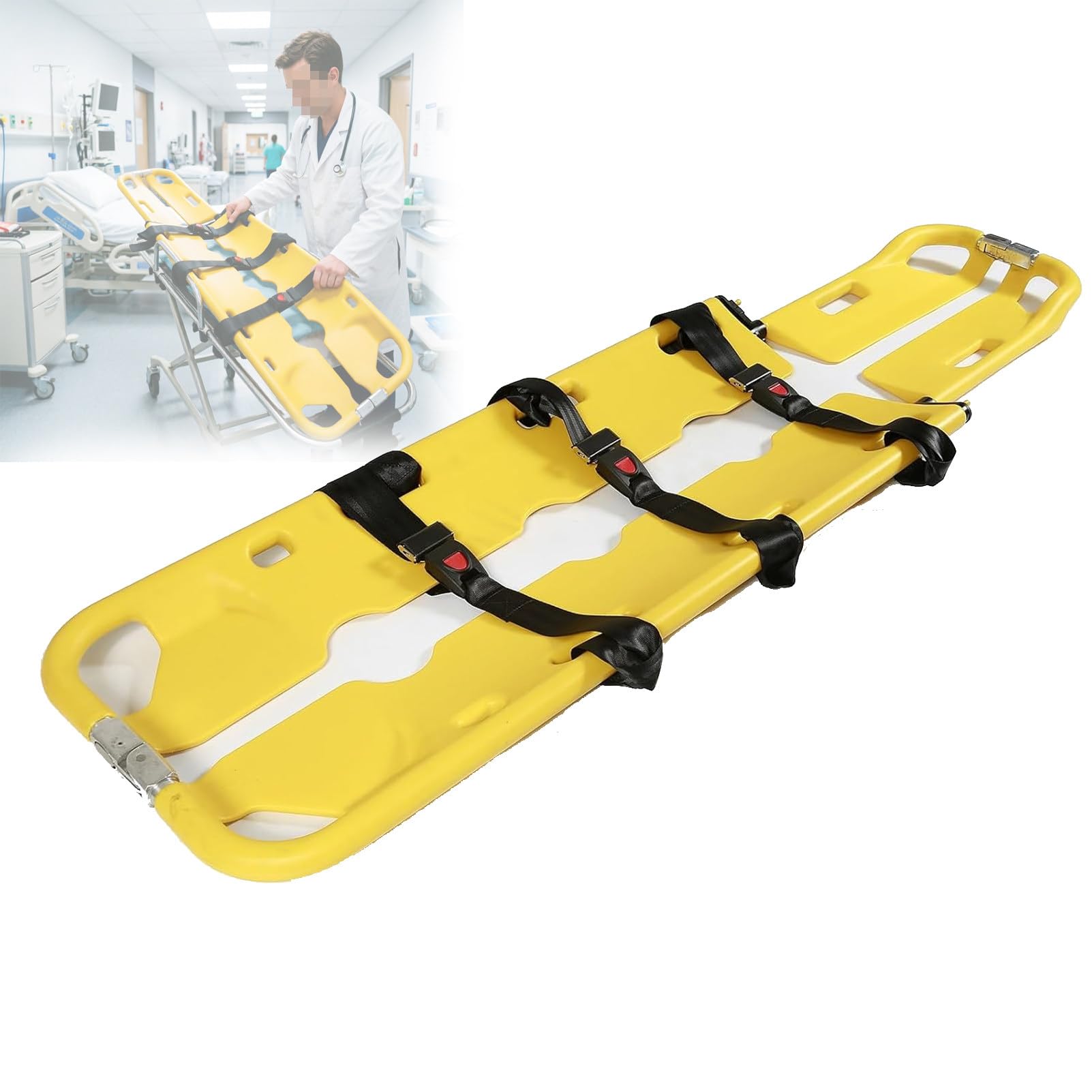 Pnpaea Medical Emergency Scoop Stretcher,Patient Transfer Plastic Foldable Ambulance Stretcher,Emergency Portable Adjustable Length Travel Stretcher for Hospital Clinic Home