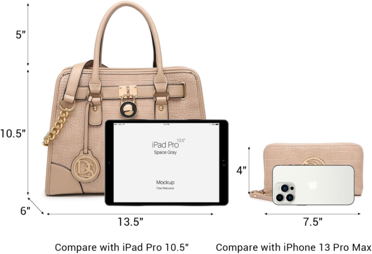 Dasein Women Handbags Top Handle Satchel Purse Shoulder Bag Hobo Bag Work Bag Set 2pcs - Image 4