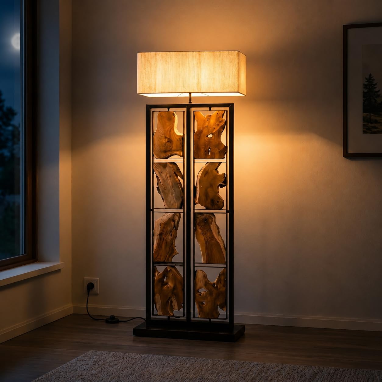 Stehlampe Teakholz RUBIX | Höhe 170 cm