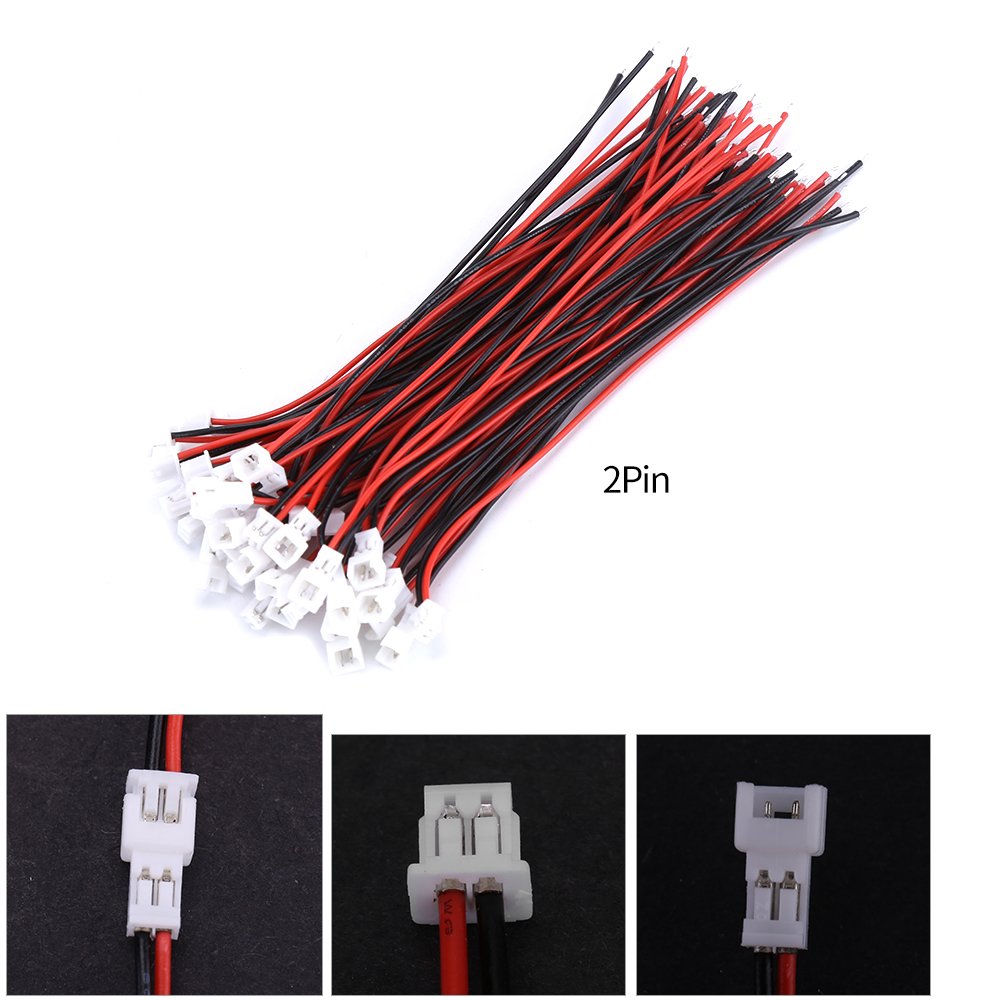 Fdit 20 Set/Confezione Micro JST 1.25MM Connettore Maschio/Femmina 2 Pin / 3 Pin con Cavi(2Pin)