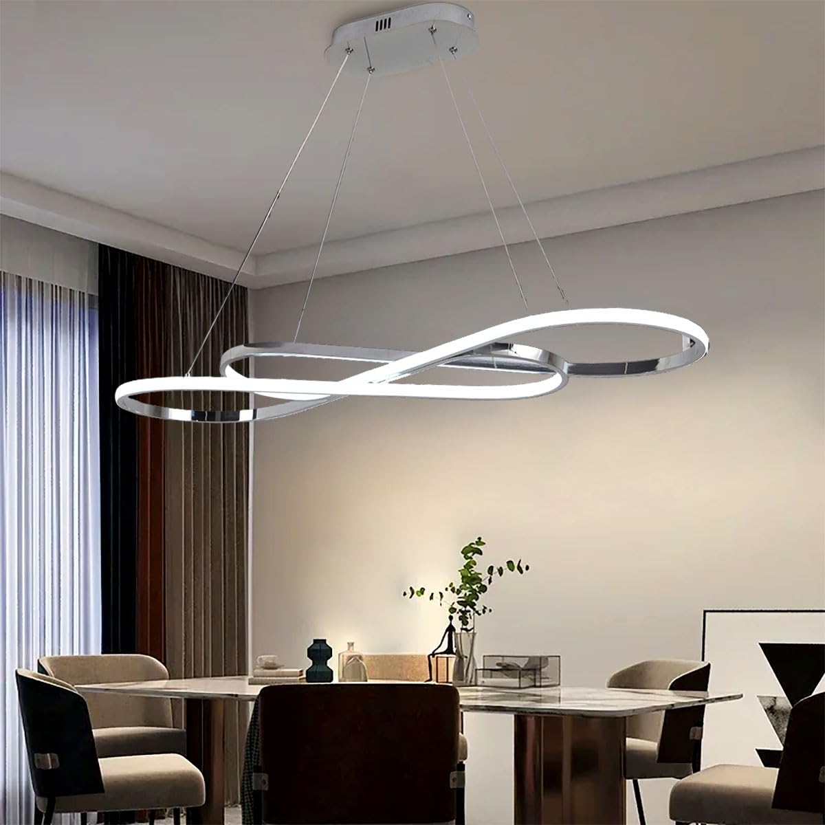 ASJK Lampadario Moderno, luce a sospensione LED dimmerabile con telecomando, lampadari camera da letto, cucina, ristorante, 3000K-6000K, 54W
