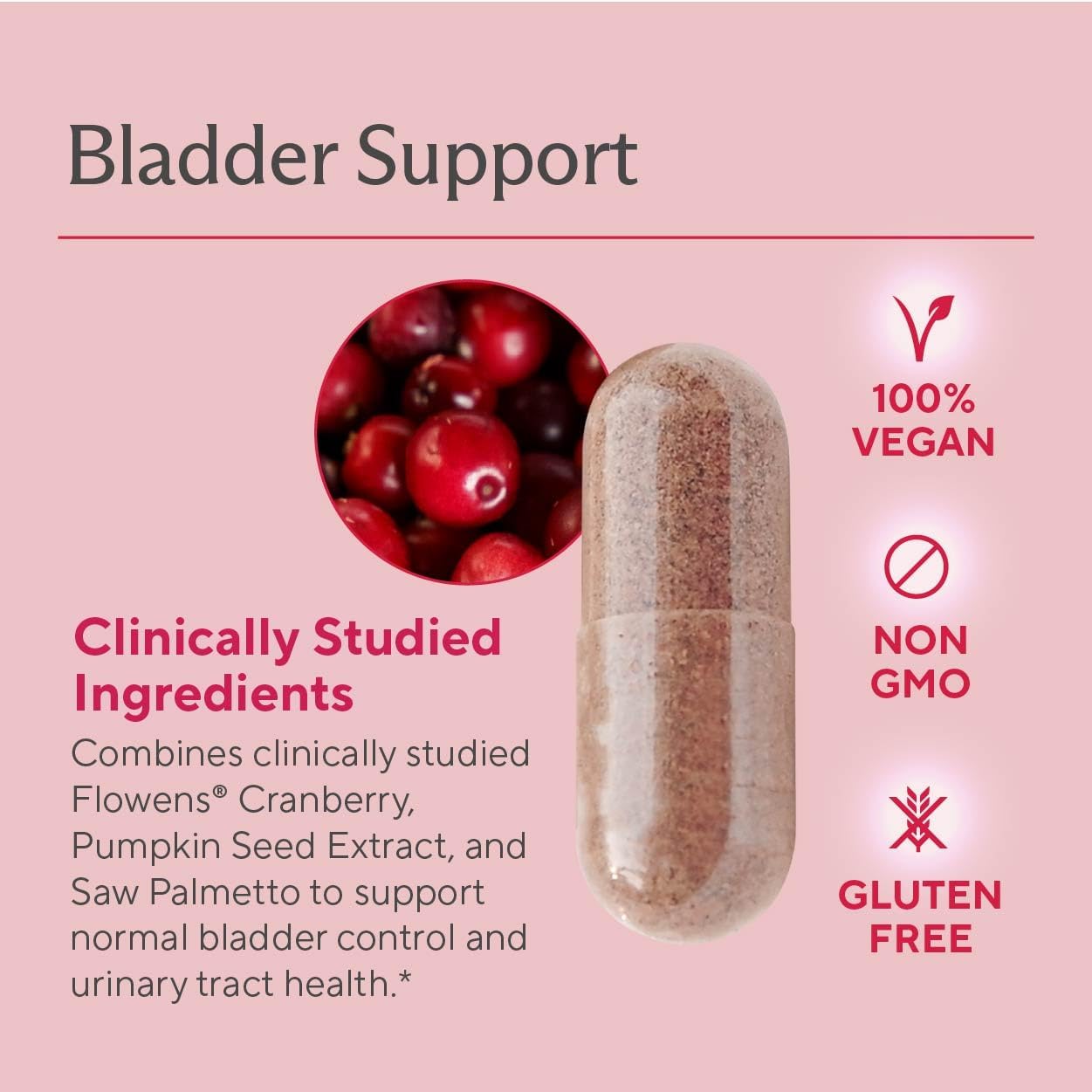 Premium Bladder Support Supplement – Bladder Control Supplement for Occasional Urinary Urgency, Frequency & Leakage – With Clinically Studied Cranberry, Pumpkin & Saw Palmetto - 60 Capsules - Image 4