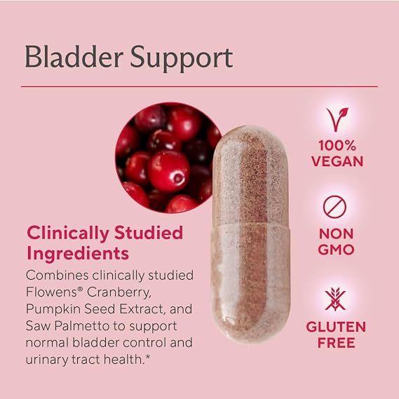 Premium Bladder Support Supplement Bladder Control Supplement for Occasional Urinary Urgency, Frequency & Leakage With Clinically Studied Cranberry, Pumpkin & Saw Palmetto - 60 Capsules